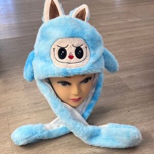 Blue Plush Bunny Hat for Kids